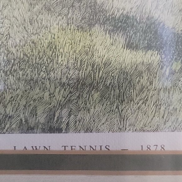 RARE Antique 1878 “Lawn Tennis” Hand Painted Engraving by CS Reinhart 25"x 18.5" - Picture 4 of 13